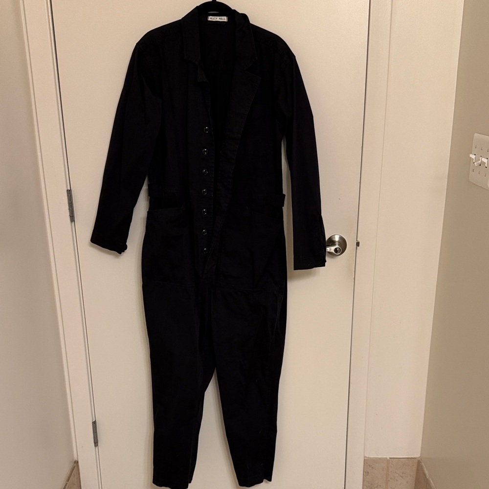 Black Button-Up Long Sleeve Jumpsuit